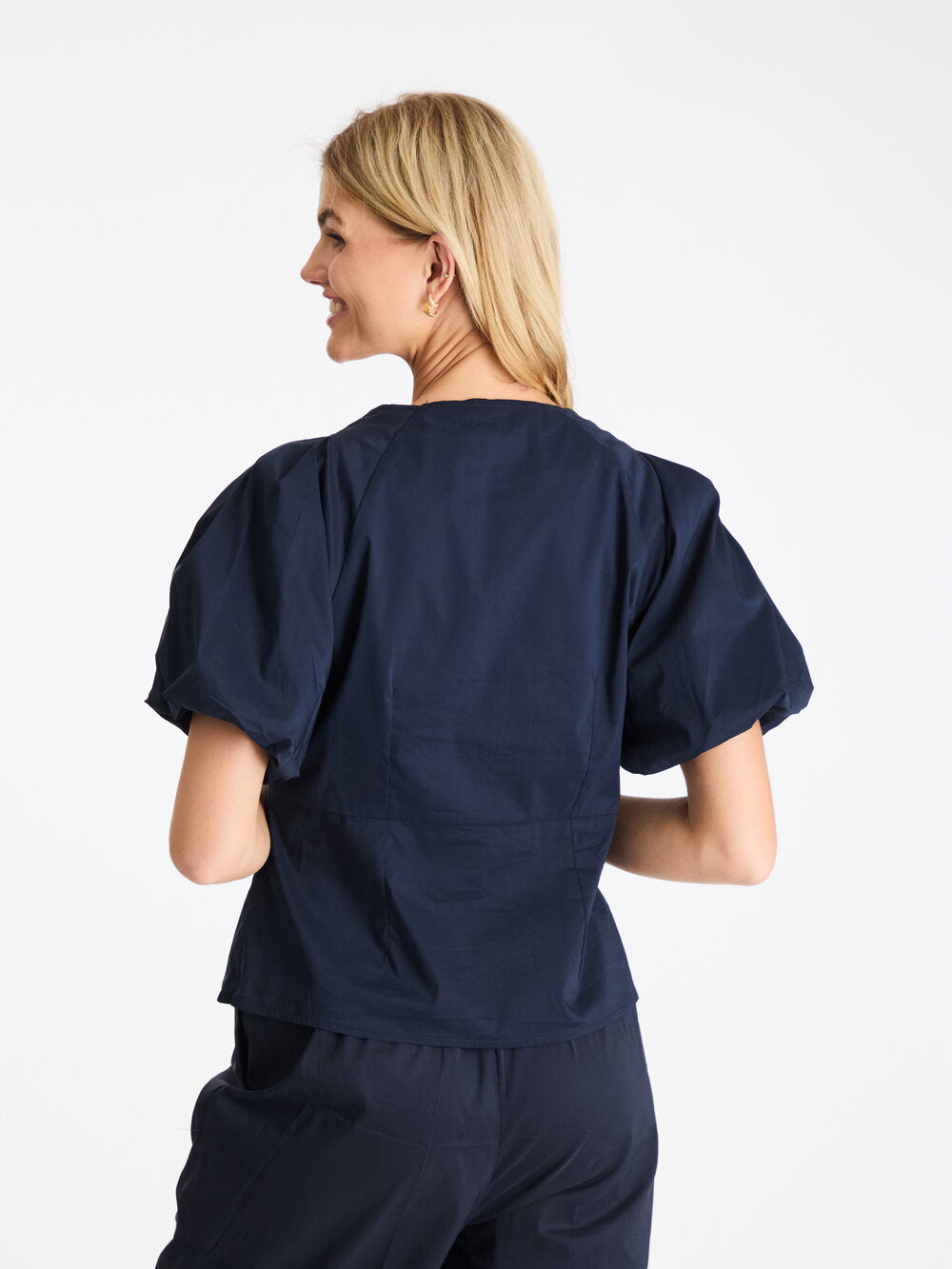 Irina Poplin bluse - Navy